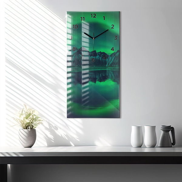 Vertical wall clock Northern lights
