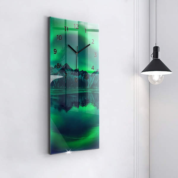 Vertical wall clock Northern lights