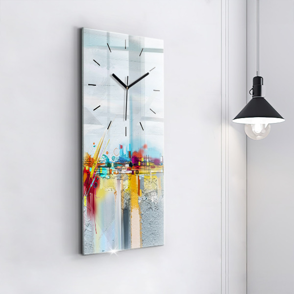 Vertical wall clock Abstract oil landscape