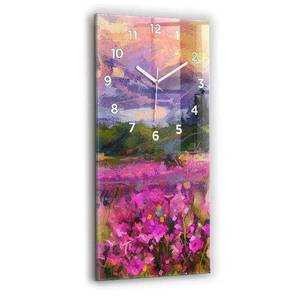 Vertical wall clock Meadow in the sunset