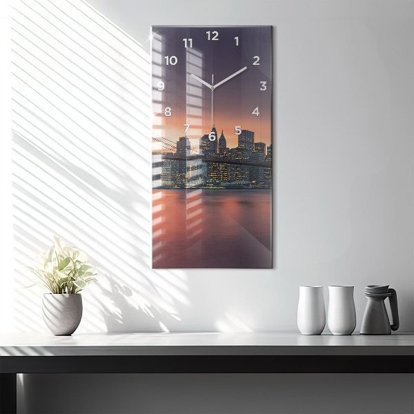 Vertical wall clock New York East River