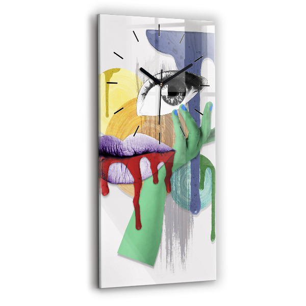 Vertical wall clock Surrealist collage