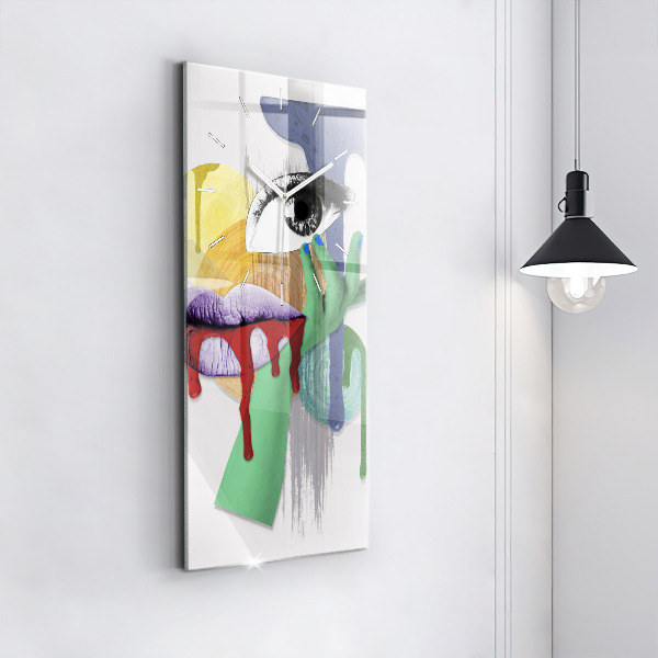 Vertical wall clock Surrealist collage