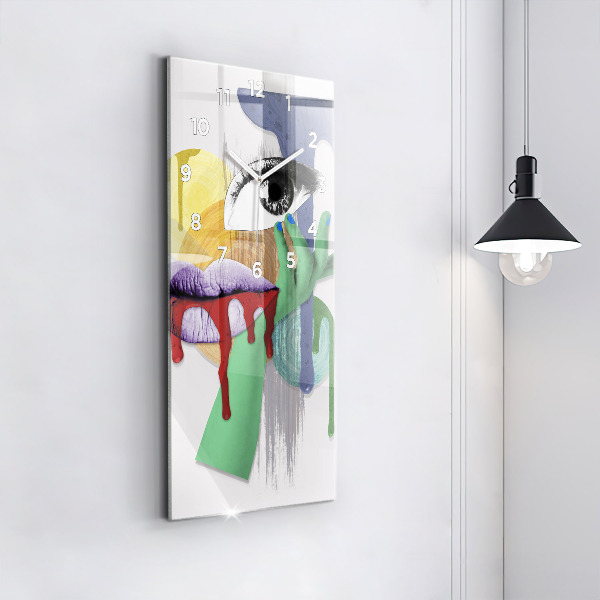 Vertical wall clock Surrealist collage