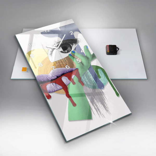 Vertical wall clock Surrealist collage