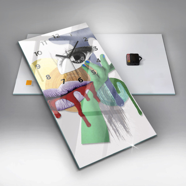 Vertical wall clock Surrealist collage