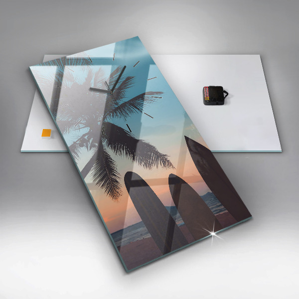 Vertical wall clock Surfing on the beach