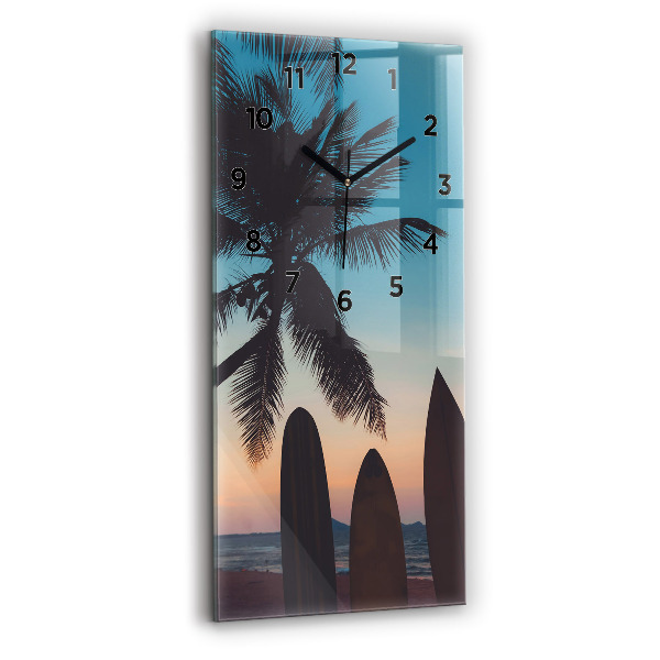 Vertical wall clock Surfing on the beach