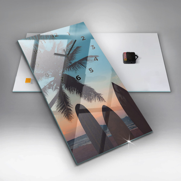 Vertical wall clock Surfing on the beach