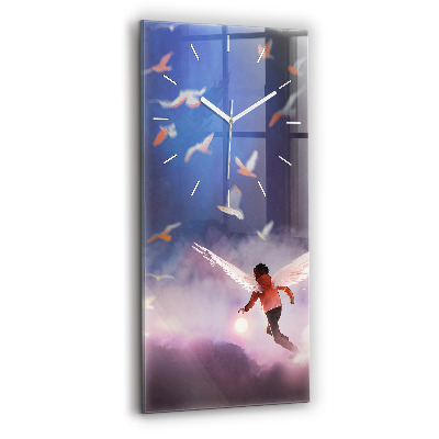 Vertical wall clock Boy with wings