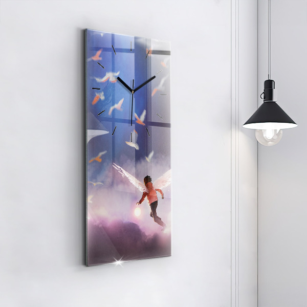 Vertical wall clock Boy with wings