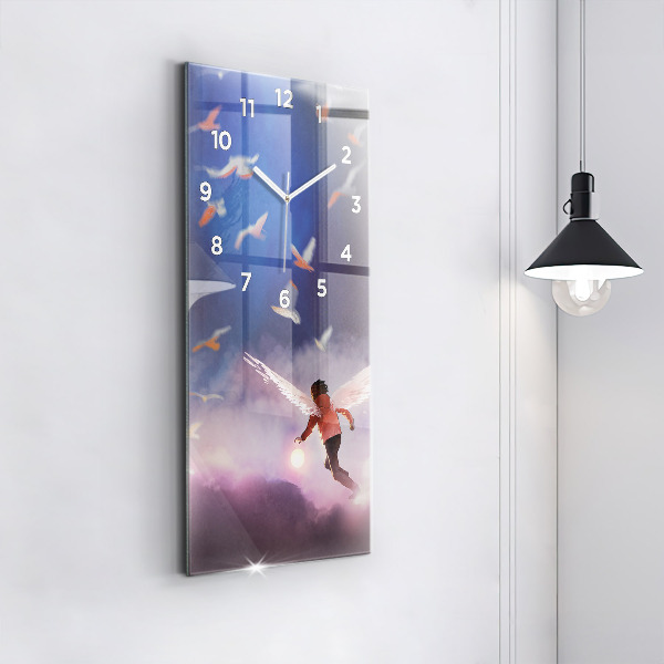 Vertical wall clock Boy with wings