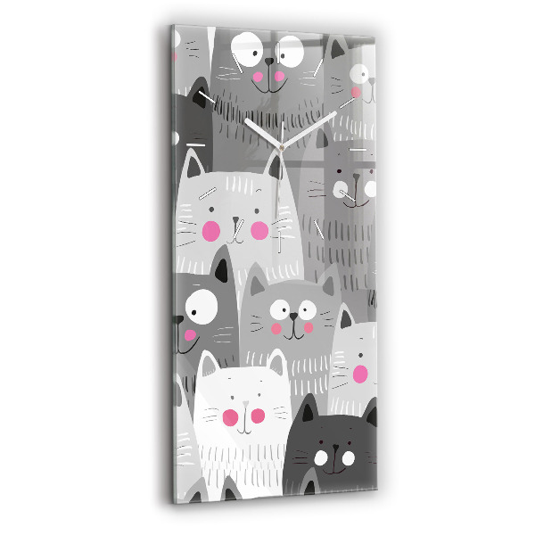 Vertical wall clock Pattern with cats