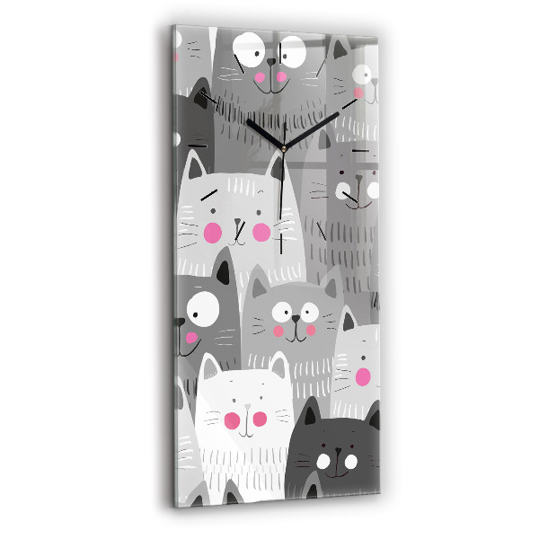 Vertical wall clock Pattern with cats