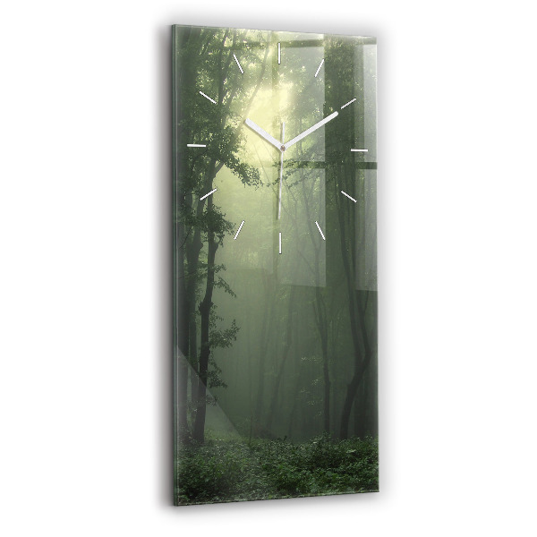 Vertical wall clock Misty forest in the morning