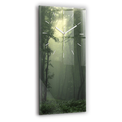Vertical wall clock Misty forest in the morning