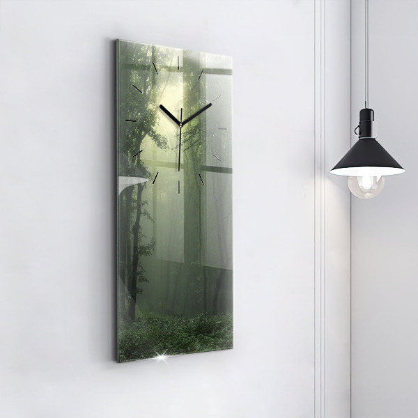 Vertical wall clock Misty forest in the morning