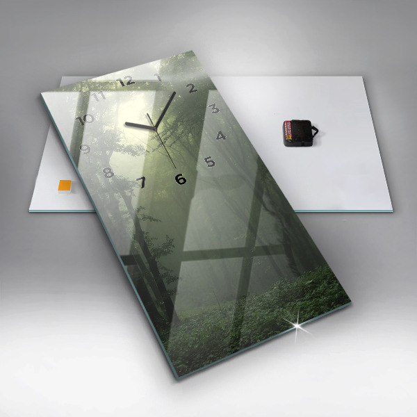 Vertical wall clock Misty forest in the morning