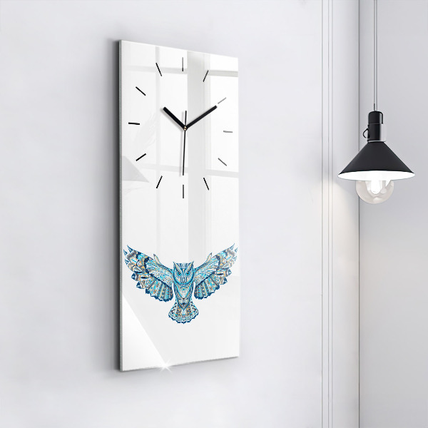 Vertical wall clock Owl in flight