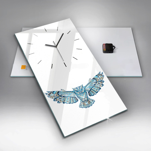 Vertical wall clock Owl in flight