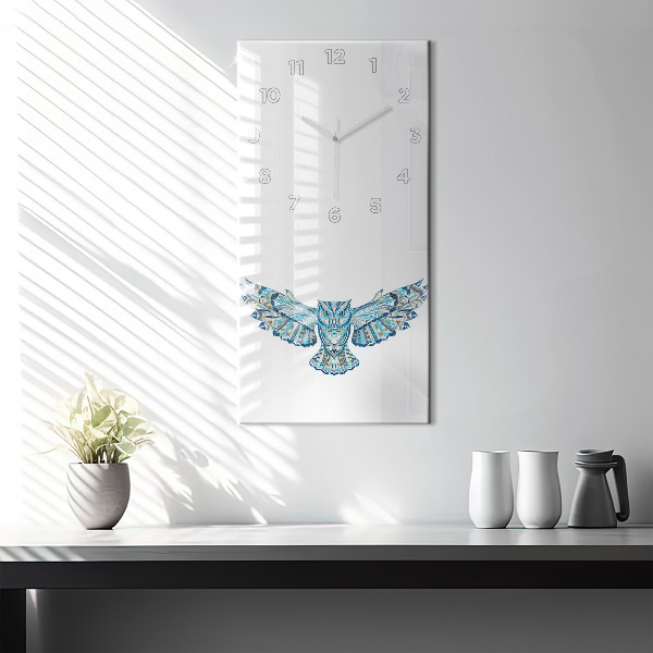 Vertical wall clock Owl in flight