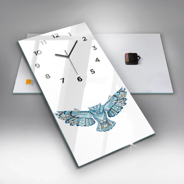 Vertical wall clock Owl in flight