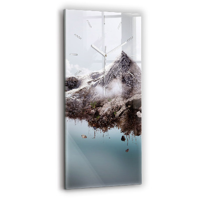 Vertical wall clock Flying Island and Waterfall