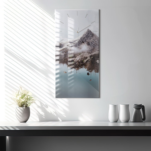Vertical wall clock Flying Island and Waterfall
