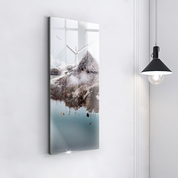 Vertical wall clock Flying Island and Waterfall