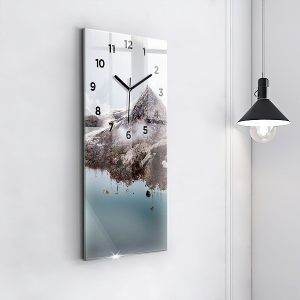 Vertical wall clock Flying Island and Waterfall