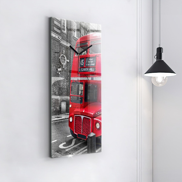 Vertical wall clock Red double-decker bus