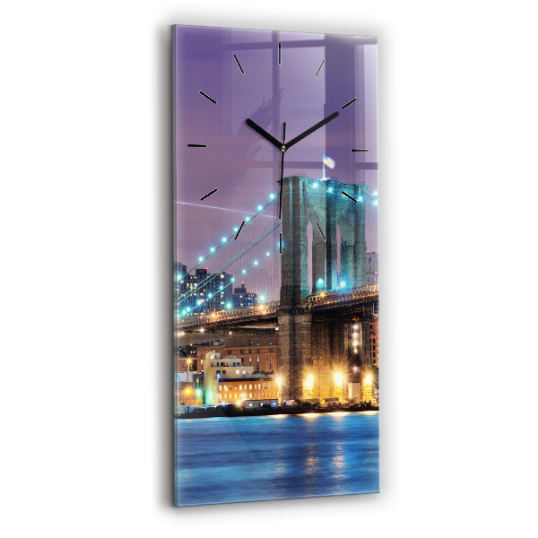 Vertical wall clock Brooklyn Bridge and East River