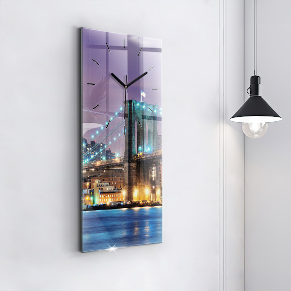 Vertical wall clock Brooklyn Bridge and East River