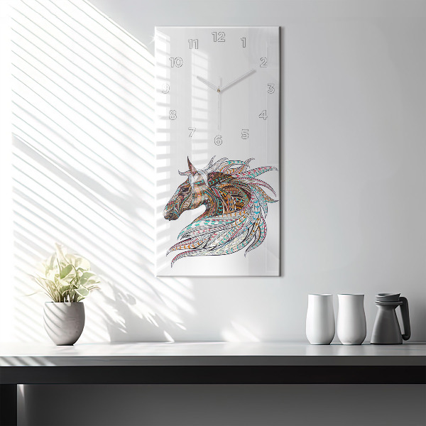 Vertical wall clock Horse illustration