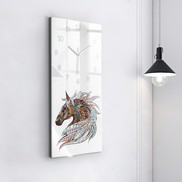 Vertical wall clock Horse illustration