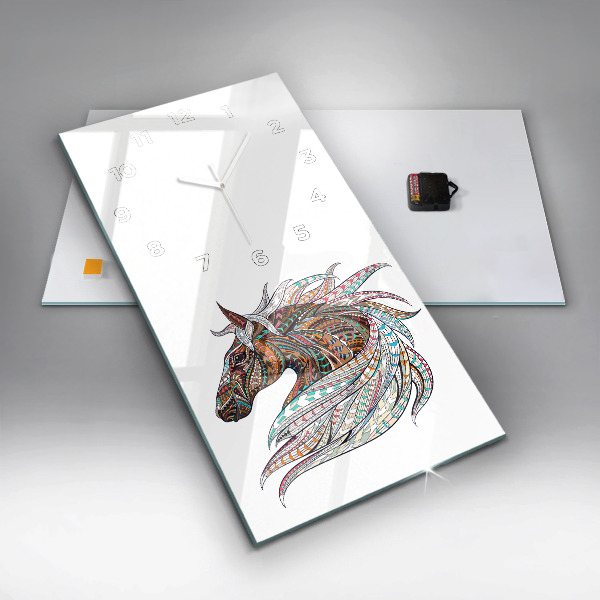 Vertical wall clock Horse illustration