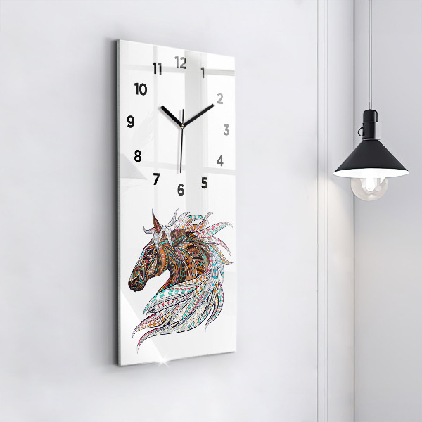 Vertical wall clock Horse illustration