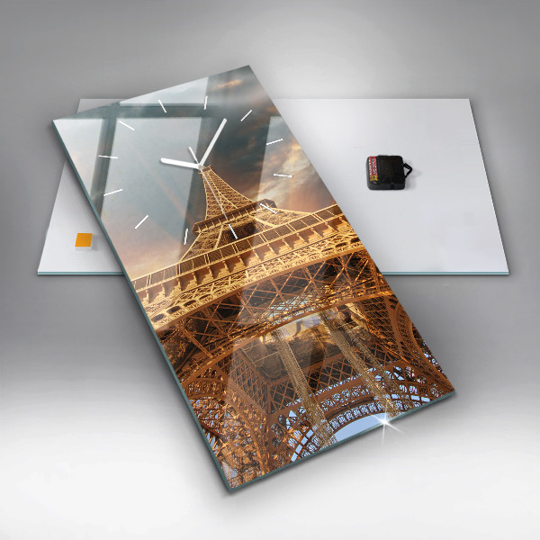Vertical wall clock The Eiffel Tower against the clouds