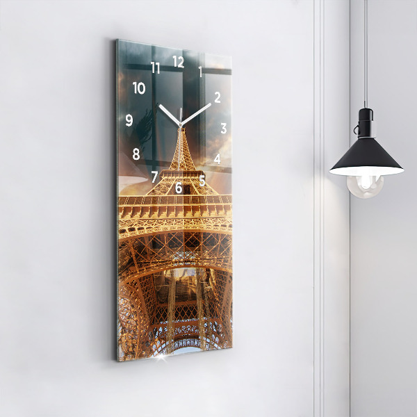 Vertical wall clock The Eiffel Tower against the clouds