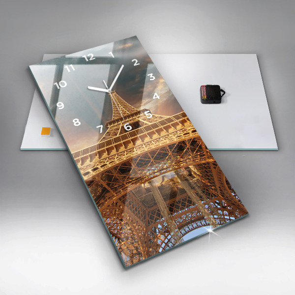 Vertical wall clock The Eiffel Tower against the clouds