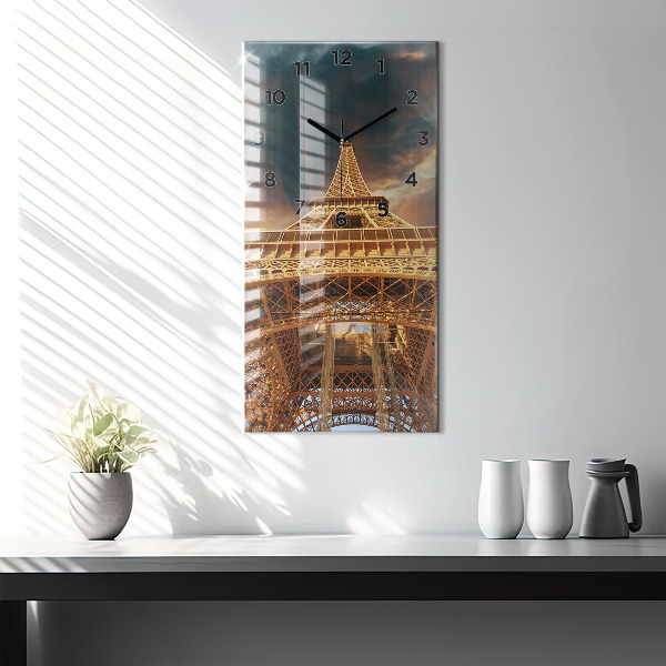Vertical wall clock The Eiffel Tower against the clouds