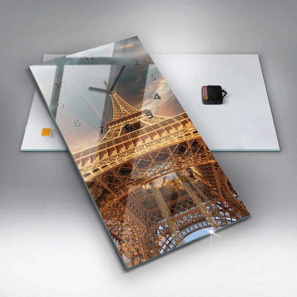 Vertical wall clock The Eiffel Tower against the clouds