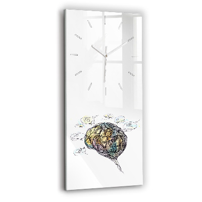 Vertical wall clock Artistic representation of the brain