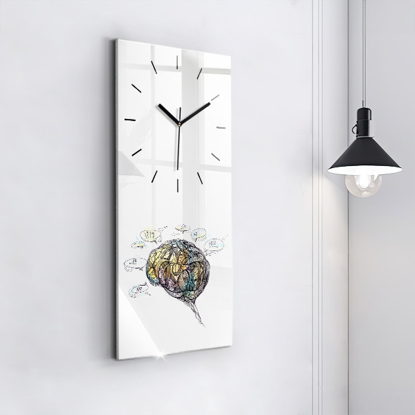 Vertical wall clock Artistic representation of the brain