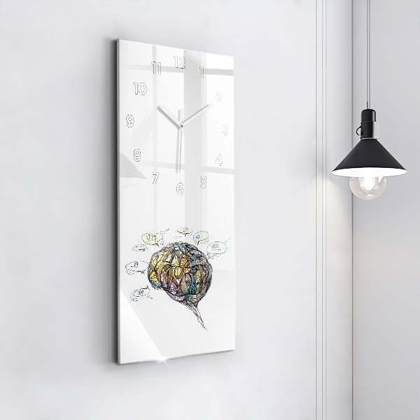 Vertical wall clock Artistic representation of the brain