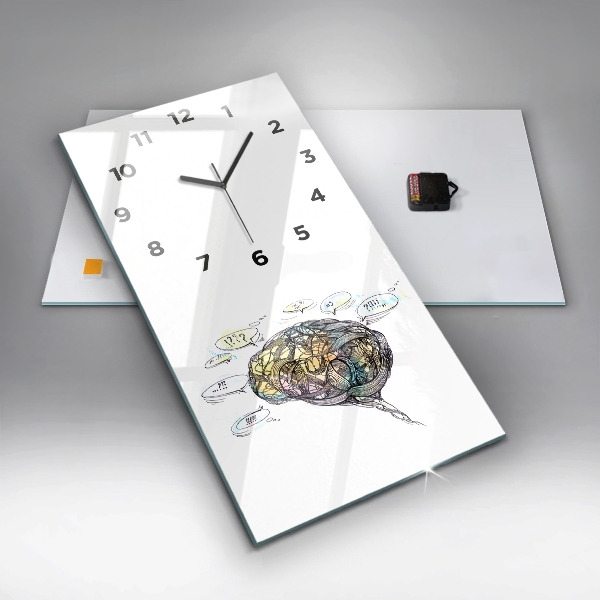 Vertical wall clock Artistic representation of the brain