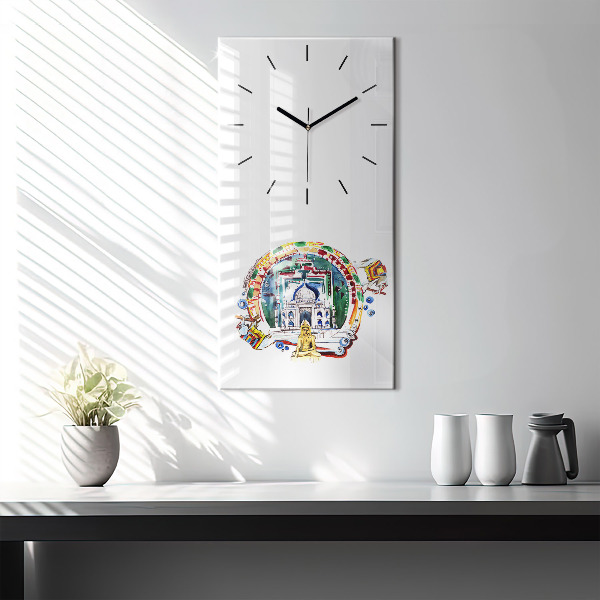 Vertical wall clock Buddha painting in the temple