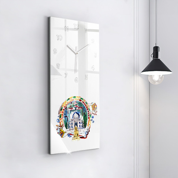 Vertical wall clock Buddha painting in the temple