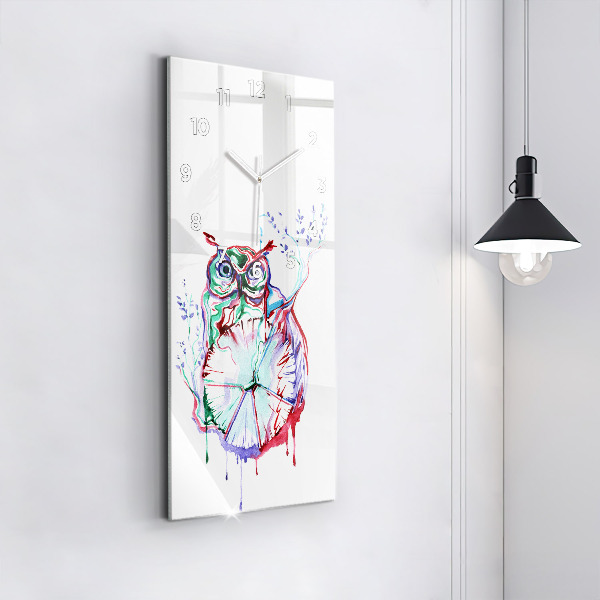 Vertical wall clock Illustration of Owl and Clock