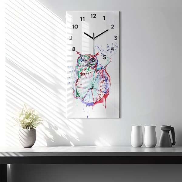 Vertical wall clock Illustration of Owl and Clock
